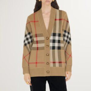 BURBERRY Light brown wool blend cardigan jacket